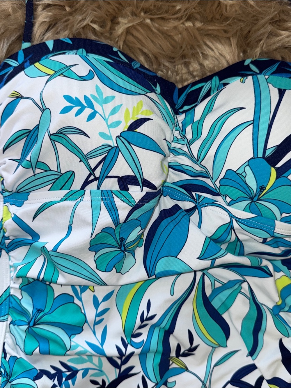 Tommy Bahama Blue Teal Tropical Floral One-Piece Swimsuit- molded cups, Sz 6 - Picture 2 of 7